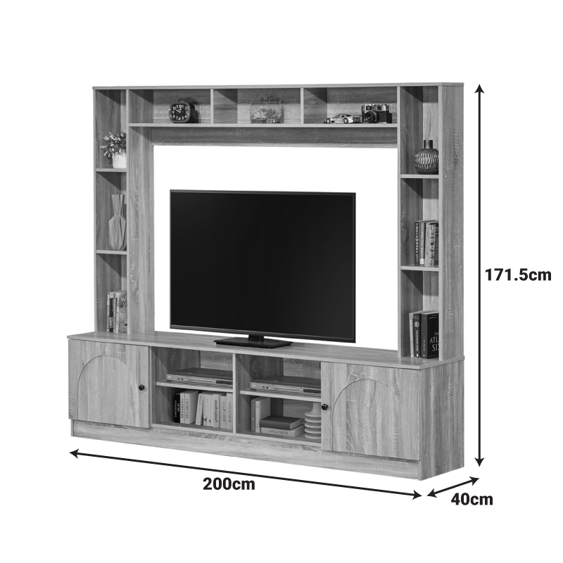 Σύνθετο σαλονιού Ambera pakoworld σε sonoma απόχρωση 200x40x171.5εκ 5