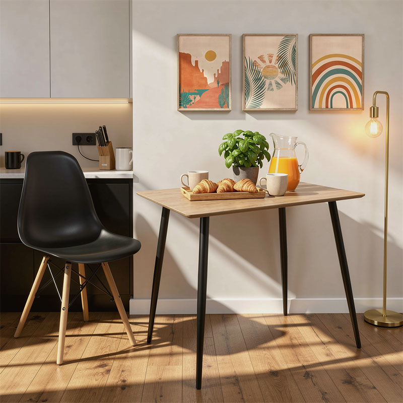 Τραπέζι Cuba pakoworld MDF sonoma-μαύρο 70x70x75εκ 2