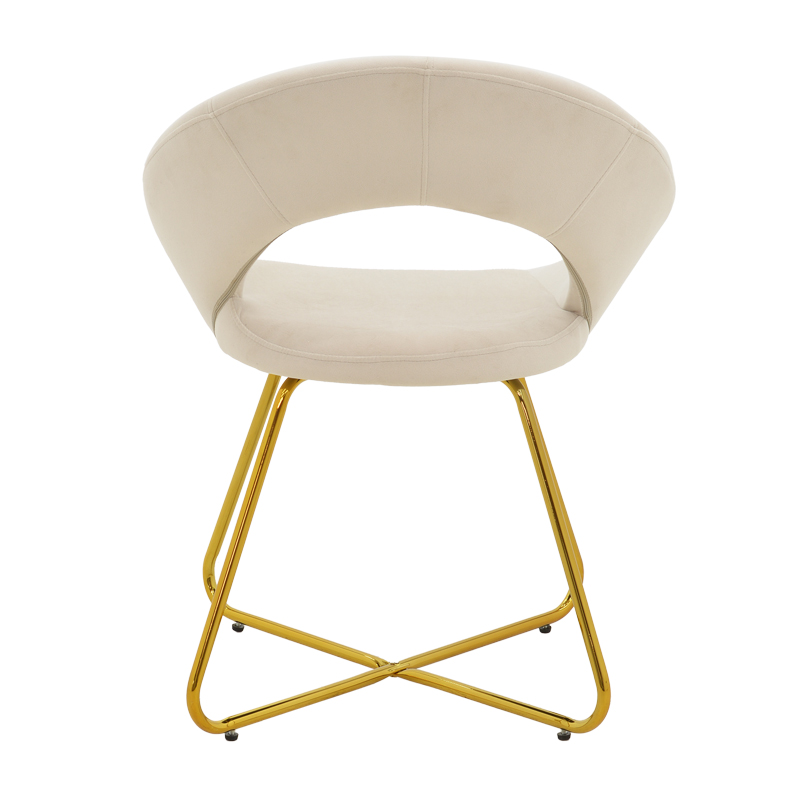 Καρέκλα Valentina pakoworld μπεζ βελούδο-χρυσό πόδι 65x60x82εκ 5