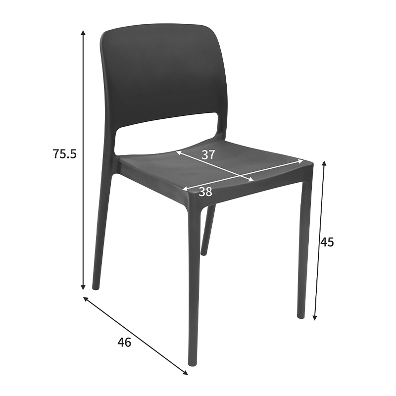 Καρέκλα Fenxy pakoworld pp σε μαύρη απόχρωση 38x42x77εκ 7
