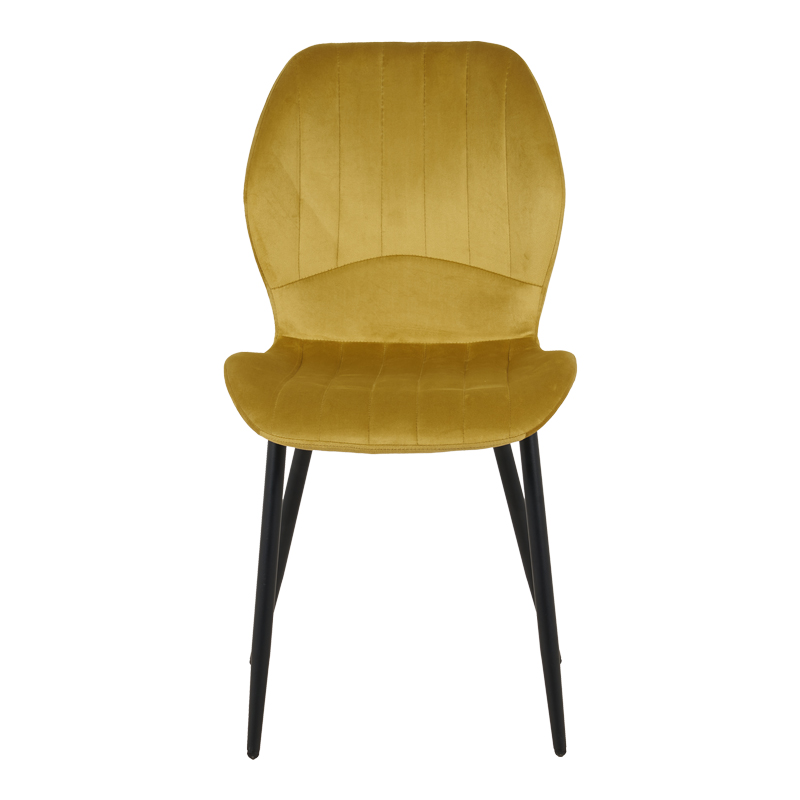 Καρέκλα Jelour pakoworld βελούδο σε κίτρινη απόχρωση 46.5x60x84εκ 4