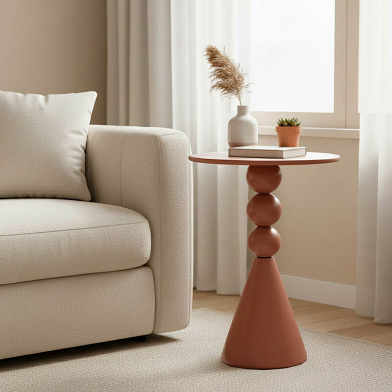 Βοηθητικό τραπέζι Bilane pakoworld μέταλλο σε terracotta απόχρωση Φ39x60εκ 1