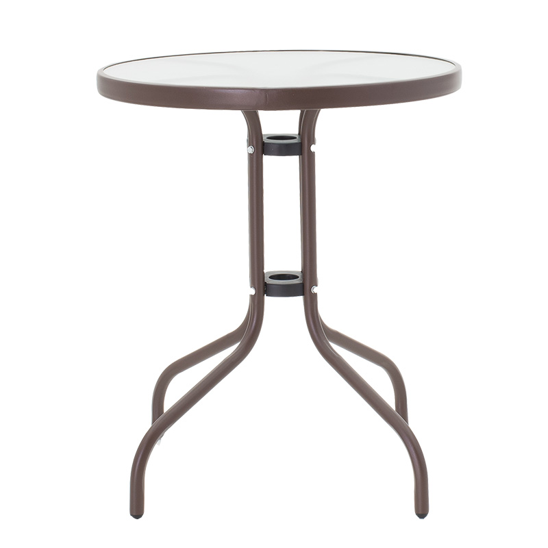 Τραπέζι Watson pakoworld μέταλλο καφέ-γυαλί Φ60x70εκ 2