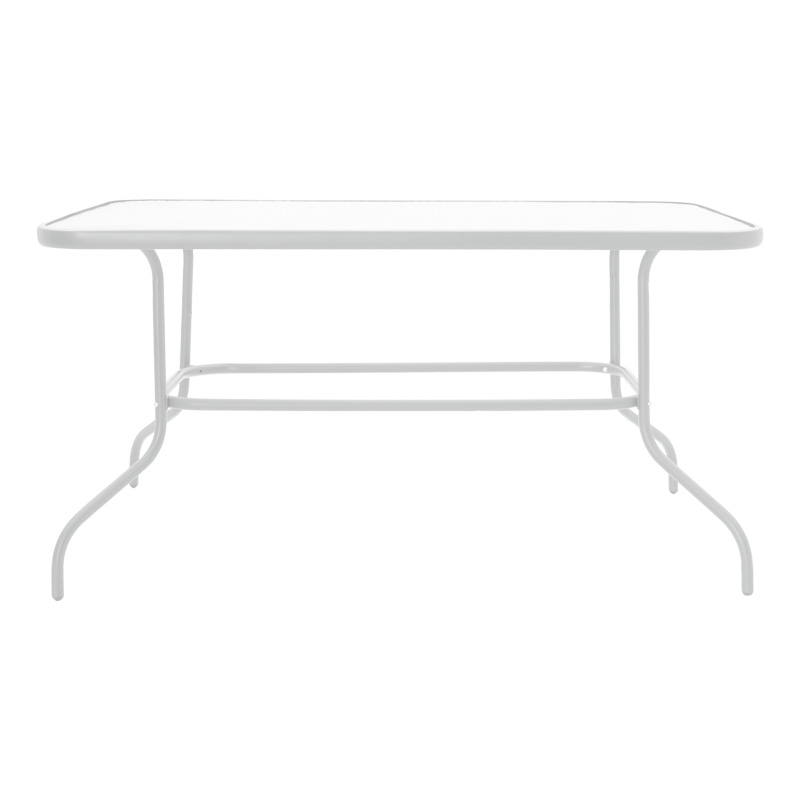 Τραπέζι Valor pakoworld μέταλλο λευκό-γυαλί 140x80x70εκ 2