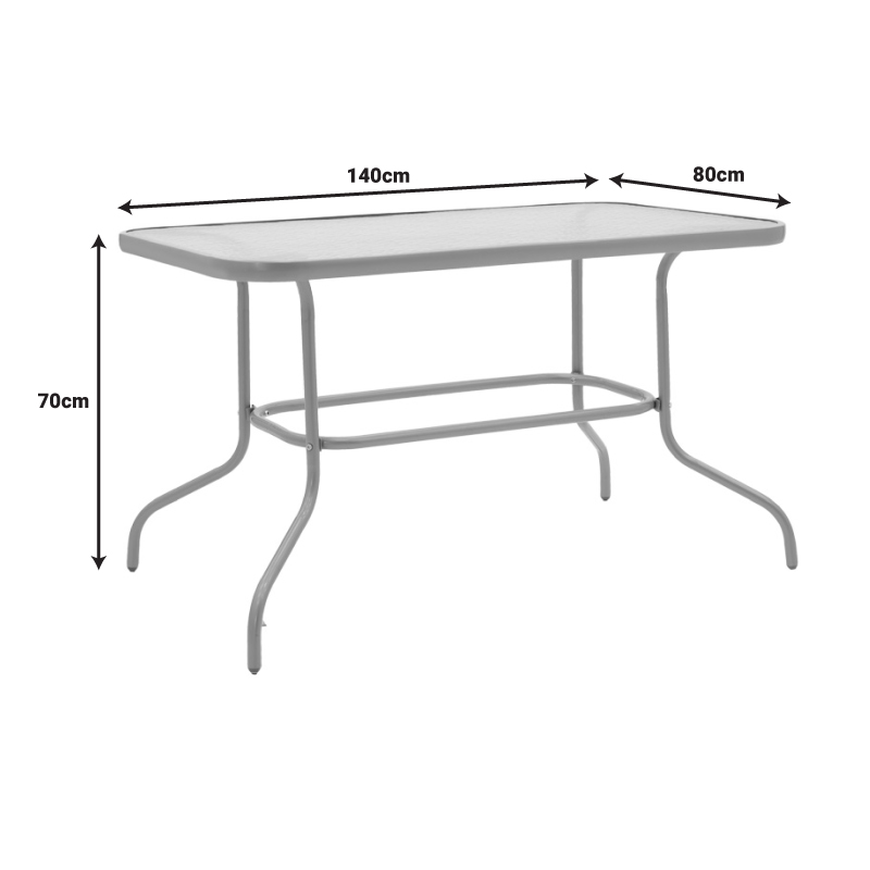 Τραπέζι Valor pakoworld μέταλλο λευκό-γυαλί 140x80x70εκ 4