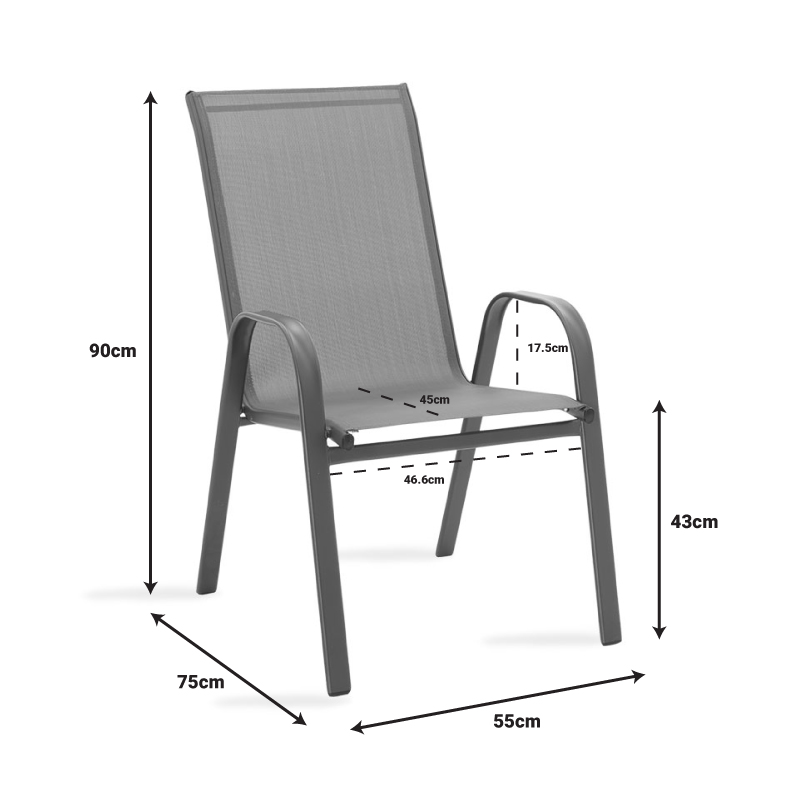 Τραπεζαρία Watson-Calan σετ 3τεμ pakoworld μέταλλο-textilene καφέ 70x70x70εκ 5