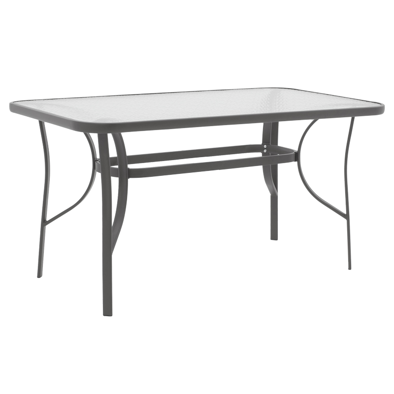 Τραπέζι Ensure pakoworld ανθρακί μέταλλο-tempered γυαλί 120x70x70εκ 1