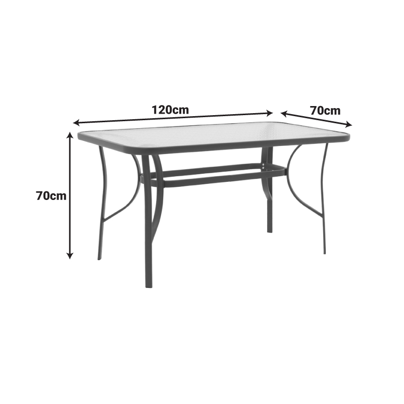 Τραπέζι Ensure pakoworld ανθρακί μέταλλο-tempered γυαλί 120x70x70εκ 5