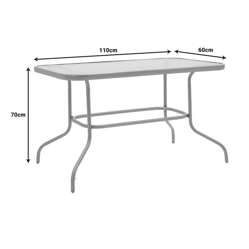 Τραπέζι Valor pakoworld μέταλλο μαύρο-γυαλί 110x60x70εκ 5