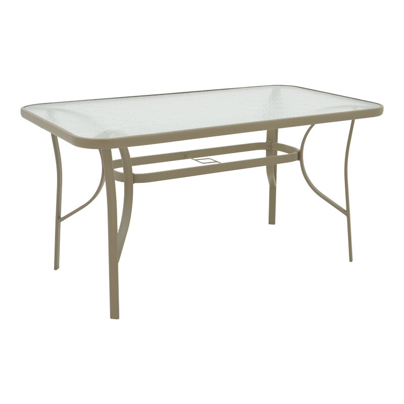 Τραπέζι Ensure pakoworld μέταλλο σαμπανιζέ-γυαλί 140x80x70εκ 1