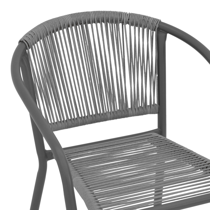 Πολυθρόνα Lindaria pakoworld στοιβαζόμενη μέταλλο-pe rattan σε ανθρακί απόχρωση 54x63x74εκ 6