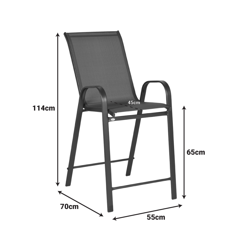 Σκαμπό μπαρ μεσαίου ύψους Calan pakoworld σκούρο καφέ μέταλλο-textilene σε καφέ απόχρωση 55x70x114εκ 2