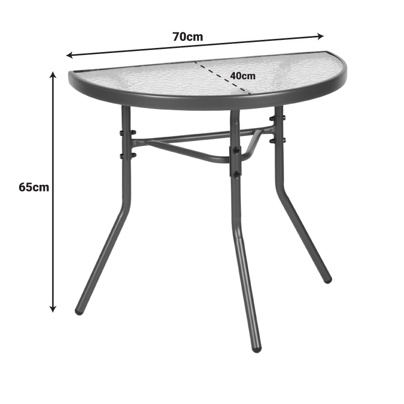 Τραπέζι ημικυκλικό Bion pakoworld γυαλί-μέταλλο σε ανθρακί απόχρωση 70x40x65εκ 7