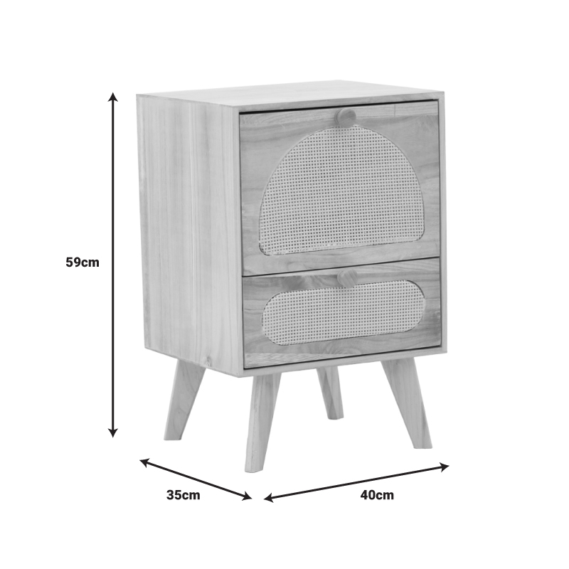 Κομοδίνο Finian pakoworld ξύλο σε φυσική απόχρωση 40x35x59εκ 4
