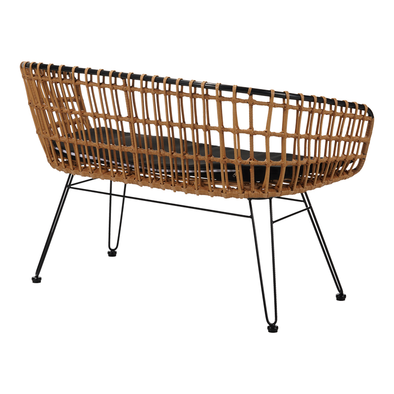 Καναπές 2θέσιος Naoki pakoworld μέταλλο μαύρο-pe φυσικό 120x55x79εκ 4