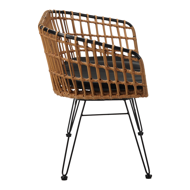 Καναπές 2θέσιος Naoki pakoworld μέταλλο μαύρο-pe φυσικό 120x55x79εκ 5