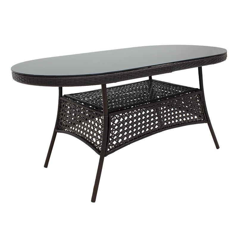 Τραπέζι Cellin pakoworld μέταλλο-pe rattan καφέ 160x80x77εκ 1