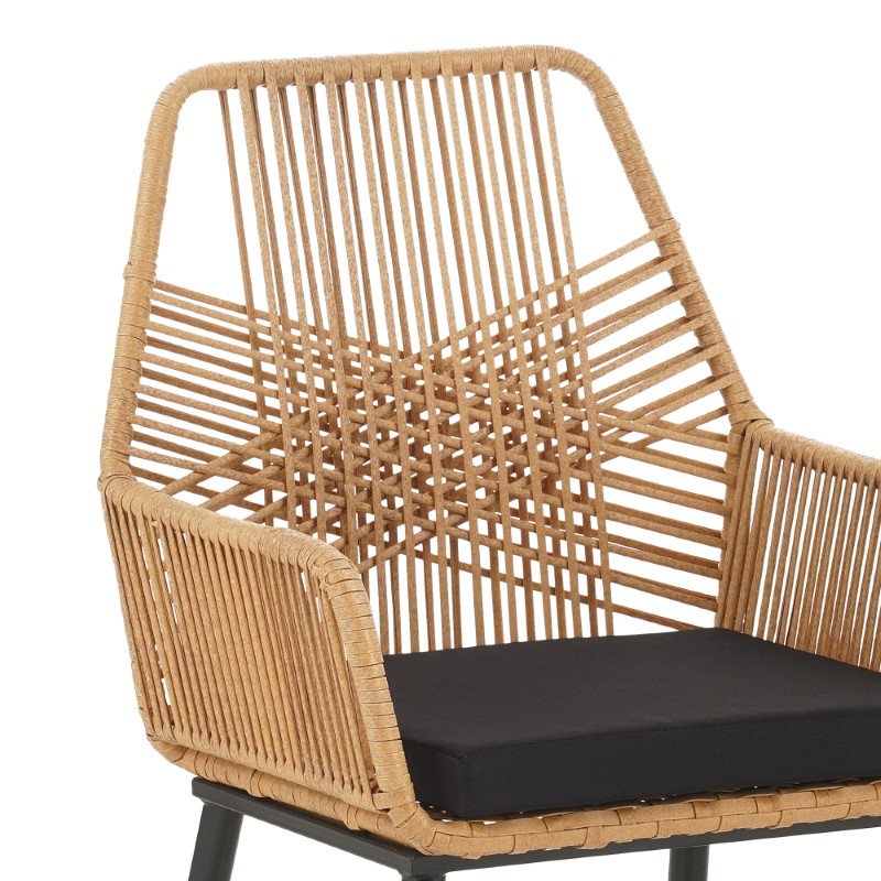 Πολυθρόνα Tanish pakoworld rattan φυσικό-πόδι μαύρο μέταλλο 58x58.5x87εκ 5