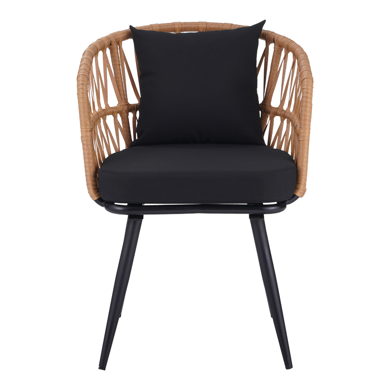Πολυθρόνα Naoki pakoworld pe rattan -metal σε φυσική απόχρωση με μαύρα πόδια/μαξιλάρι 62x60x80εκ 5