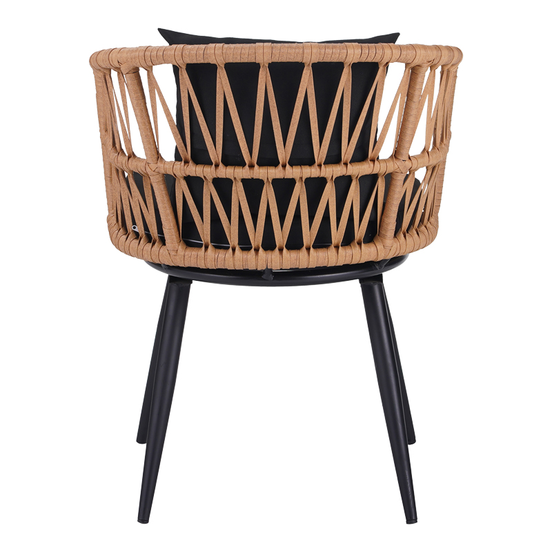 Πολυθρόνα Naoki pakoworld pe rattan -metal σε φυσική απόχρωση με μαύρα πόδια/μαξιλάρι 62x60x80εκ 6