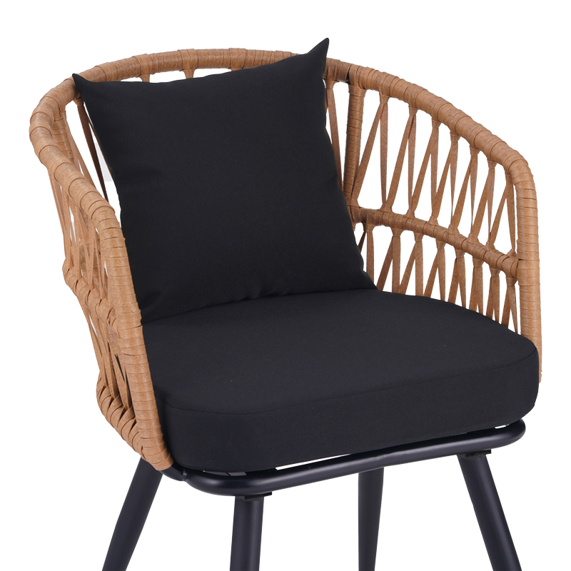 Πολυθρόνα Naoki pakoworld pe rattan -metal σε φυσική απόχρωση με μαύρα πόδια/μαξιλάρι 62x60x80εκ 7
