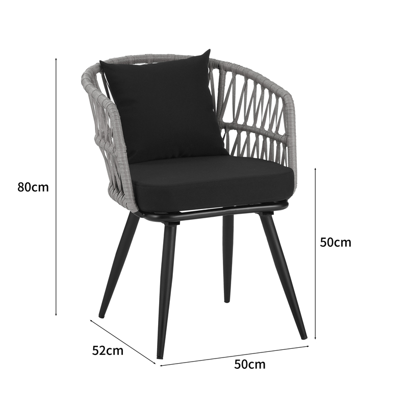 Πολυθρόνα Naoki pakoworld pe rattan -metal σε φυσική απόχρωση με μαύρα πόδια/μαξιλάρι 62x60x80εκ 8