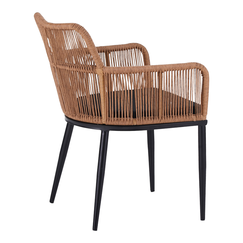 Πολυθρόνα Naoki pakoworld pe rattan -metal σε φυσική απόχρωση με μαύρα πόδια/μαξιλάρι 59x62.5x82εκ 3
