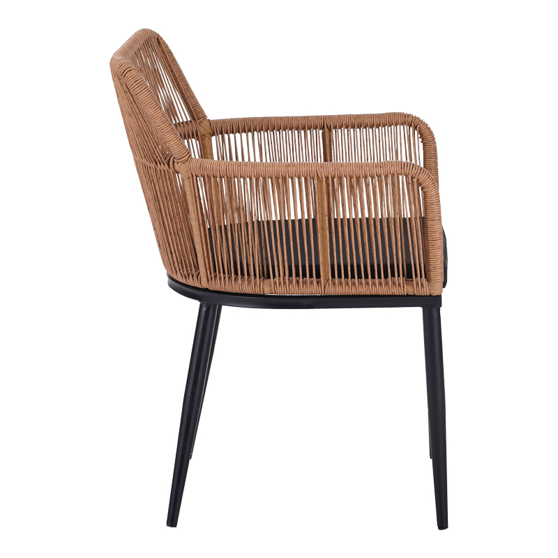 Πολυθρόνα Naoki pakoworld pe rattan -metal σε φυσική απόχρωση με μαύρα πόδια/μαξιλάρι 59x62.5x82εκ 4