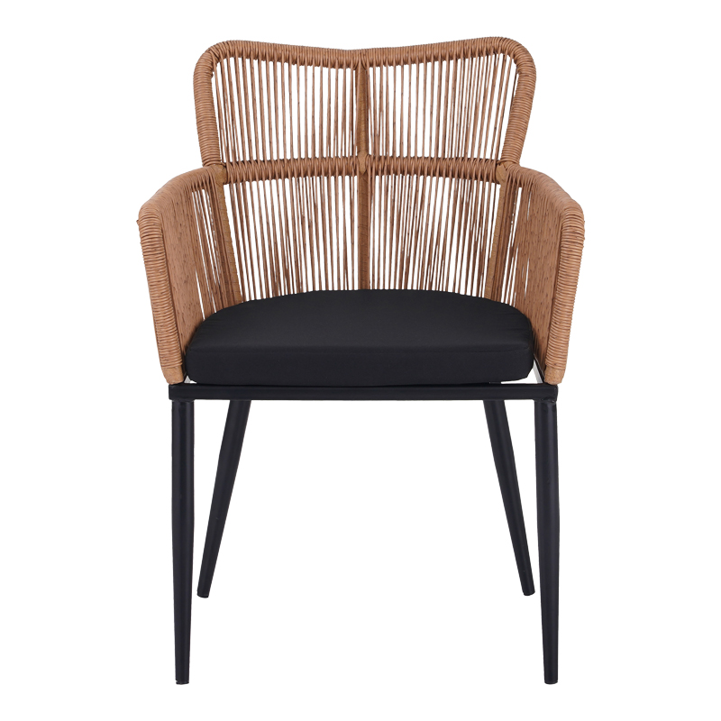 Πολυθρόνα Naoki pakoworld pe rattan -metal σε φυσική απόχρωση με μαύρα πόδια/μαξιλάρι 59x62.5x82εκ 5