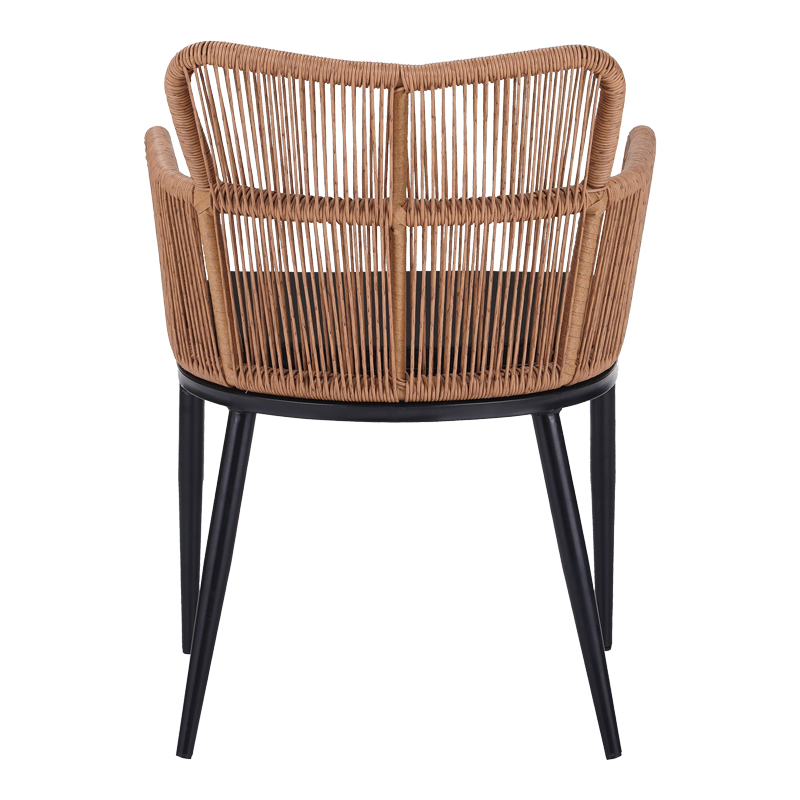 Πολυθρόνα Naoki pakoworld pe rattan -metal σε φυσική απόχρωση με μαύρα πόδια/μαξιλάρι 59x62.5x82εκ 6