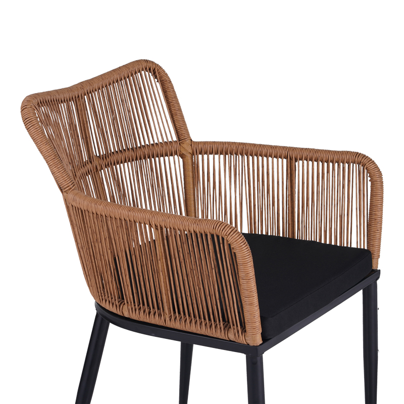 Πολυθρόνα Naoki pakoworld pe rattan -metal σε φυσική απόχρωση με μαύρα πόδια/μαξιλάρι 59x62.5x82εκ 7