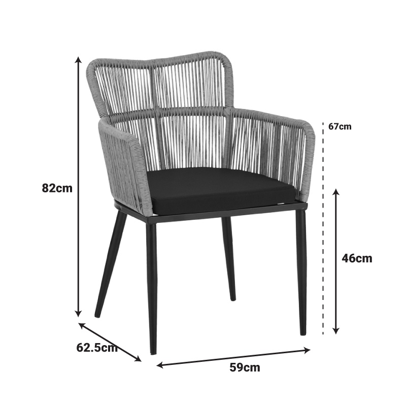 Πολυθρόνα Naoki pakoworld pe rattan -metal σε φυσική απόχρωση με μαύρα πόδια/μαξιλάρι 59x62.5x82εκ 8