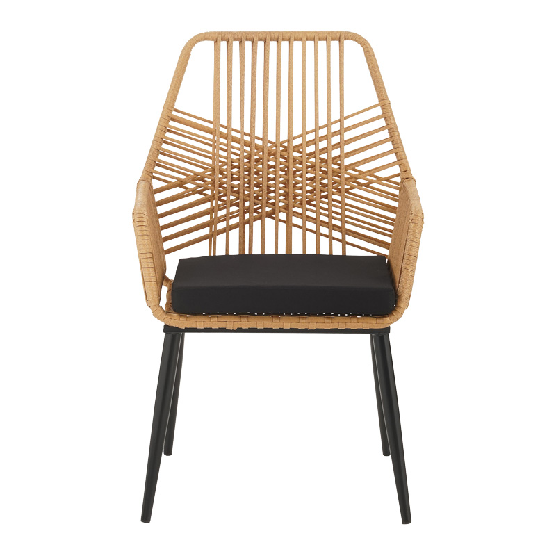 Τραπεζαρία Naoki-Tanish σετ 3 τεμ pakoworld μέταλλο μαύρο-pe φυσικό-γυαλί 80x80x78εκ 4