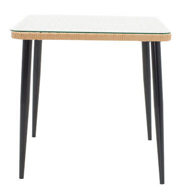 Τραπεζαρία Naoki-Tanish σετ 3 τεμ pakoworld μέταλλο μαύρο-pe φυσικό-γυαλί 80x80x78εκ 7