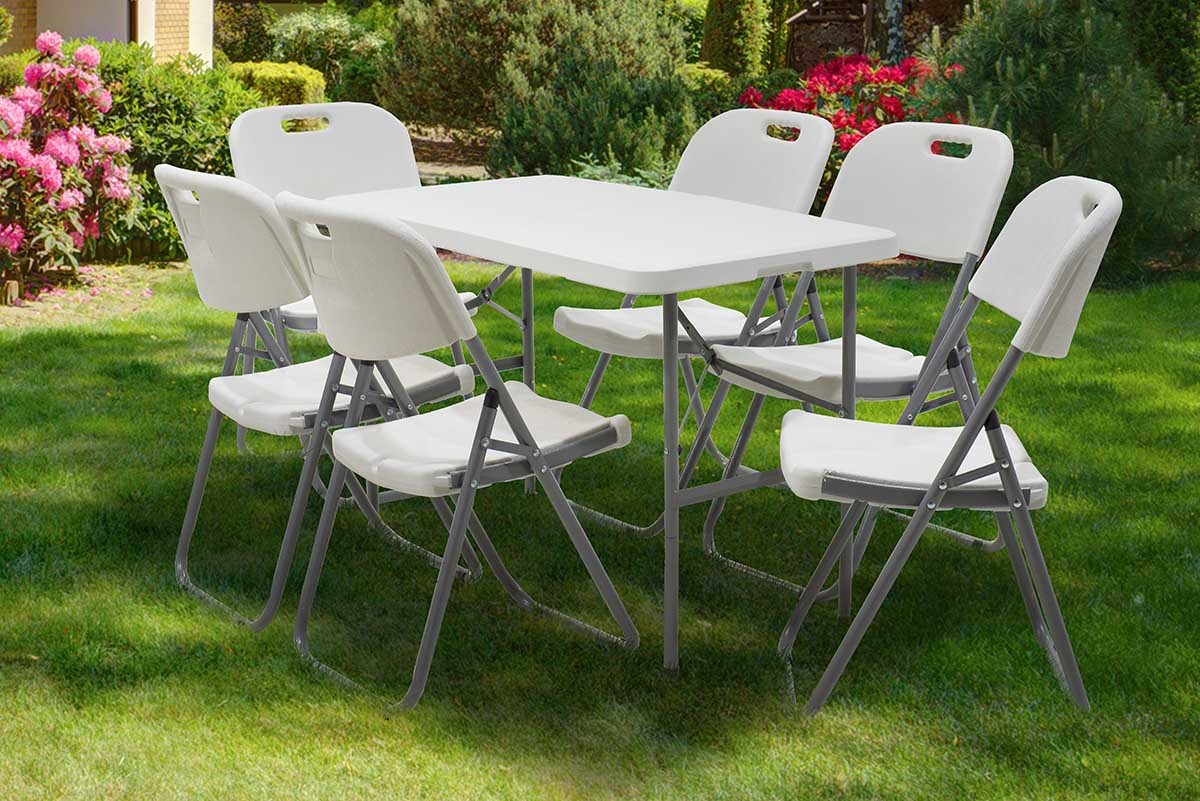 Τραπέζι catering Rodeo pakoworld πτυσσόμενο-βαλίτσα λευκό 122x60x74εκ 2