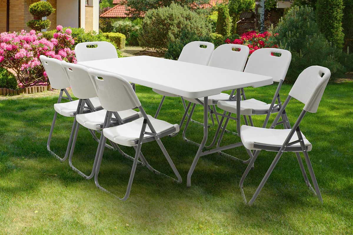 Τραπέζι catering Rodeo pakoworld πτυσσόμενο-βαλίτσα λευκό 183x76x74εκ 2