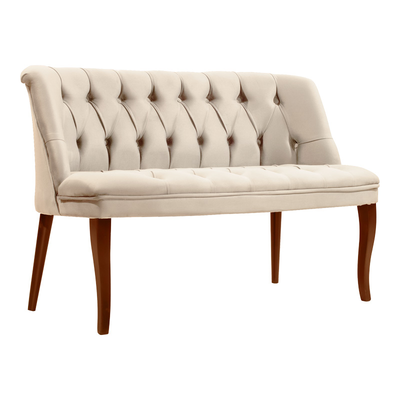 Καναπές Loreta pakoworld 2θέσιος βελούδο μπεζ -καρυδί πόδια 118x55x78εκ 1