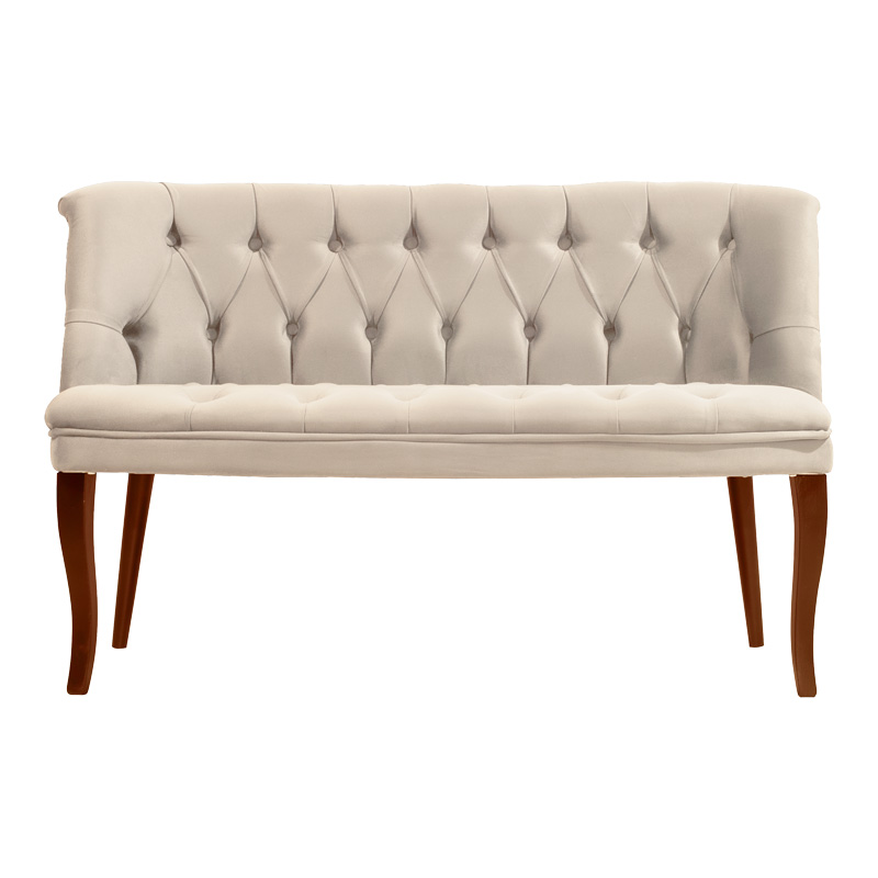 Καναπές Loreta pakoworld 2θέσιος βελούδο μπεζ -καρυδί πόδια 118x55x78εκ 2