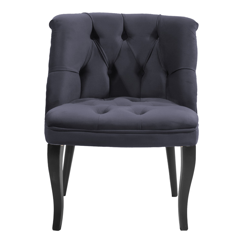 Πολυθρόνα Loreta pakoworld βελούδο ανθρακί με μαύρα πόδια 55x57x78εκ 3