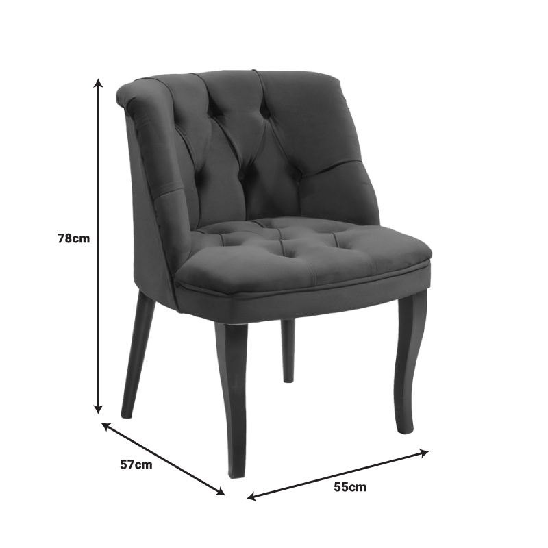 Πολυθρόνα Loreta pakoworld βελούδο ανθρακί με μαύρα πόδια 55x57x78εκ 5