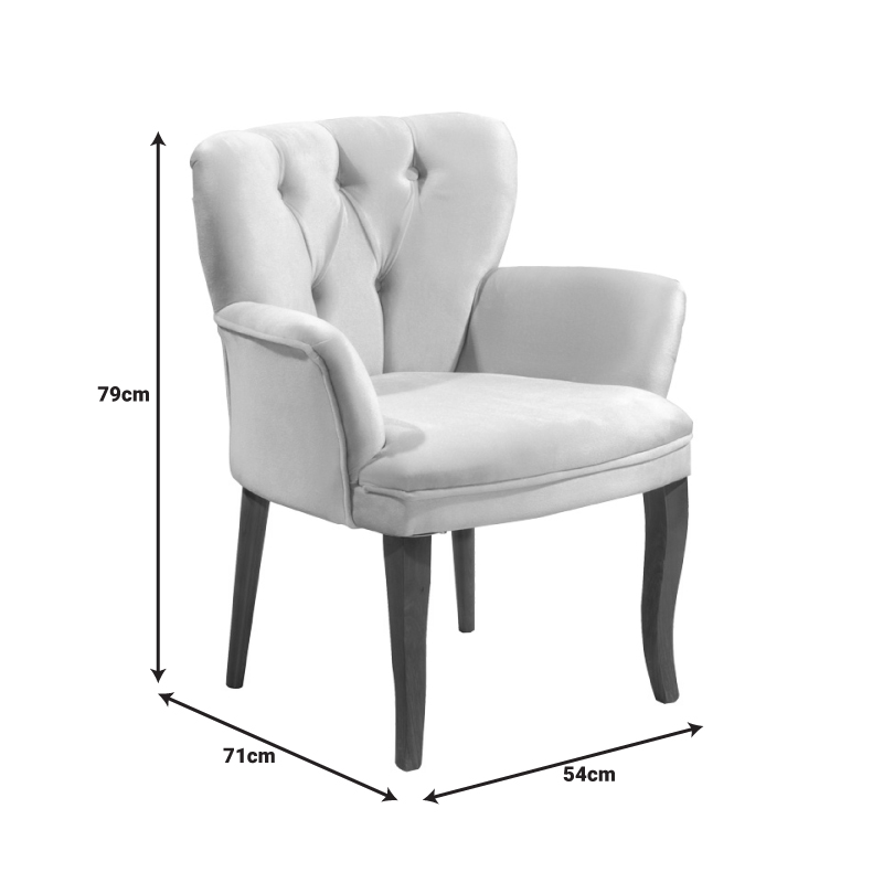 Πολυθρόνα Samara pakoworld βελούδο ανθρακί με μαύρα πόδια 54x71x79εκ 7