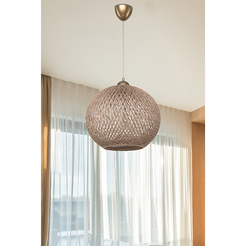 Φωτιστικό οροφής μονόφωτο Leshia pakoworld Ε27 καφέ Φ38x38εκ 2