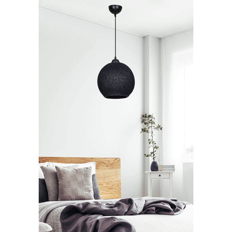 Φωτιστικό οροφής μονόφωτο Leshia pakoworld Ε27 μαύρο Φ26x26εκ 2