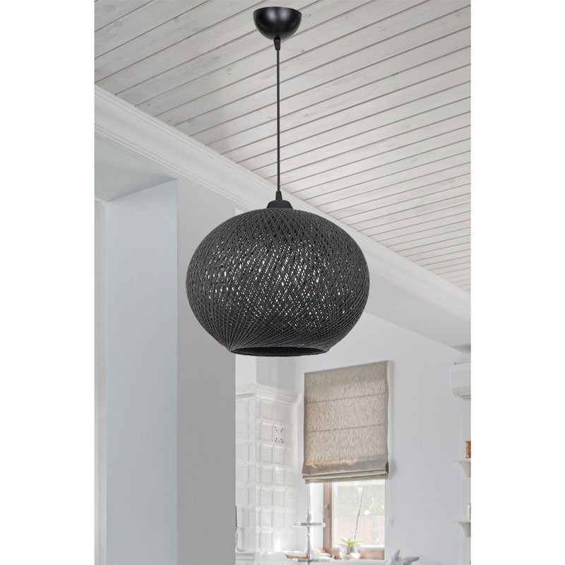 Φωτιστικό οροφής μονόφωτο Leshia pakoworld Ε27 μαύρο Φ38x38εκ 2