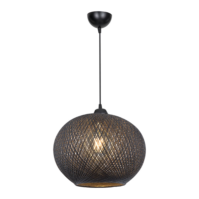 Φωτιστικό οροφής μονόφωτο Leshia pakoworld Ε27 μαύρο Φ38x38εκ 3