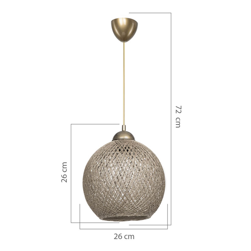 Φωτιστικό οροφής μονόφωτο Leshia pakoworld Ε27 καφέ Φ26x26εκ 4