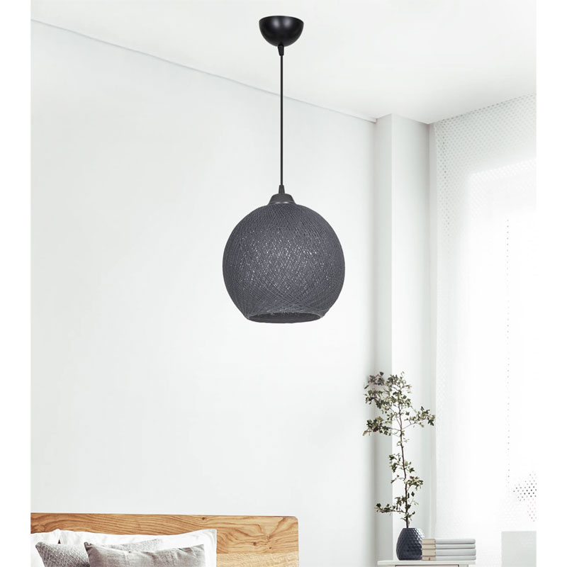 Φωτιστικό οροφής μονόφωτο Leshia pakoworld Ε27 γκρι Φ26x26εκ 2