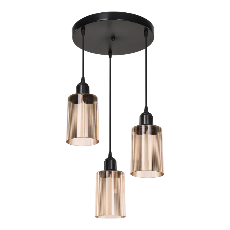 Φωτιστικό οροφής τρίφωτο PWL-1195 pakoworld Ε27 μαύρο-amber Φ30x80εκ 1