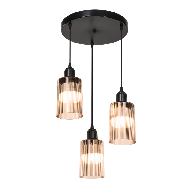 Φωτιστικό οροφής τρίφωτο PWL-1195 pakoworld Ε27 μαύρο-amber Φ30x80εκ 3