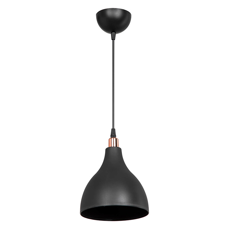 Φωτιστικό οροφής μονόφωτο Lofty pakoworld Ε27 μαύρο Φ18x22εκ 1